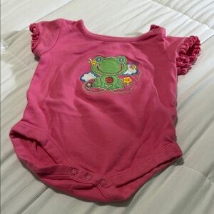 Pink Baby Onesie with Frog Design